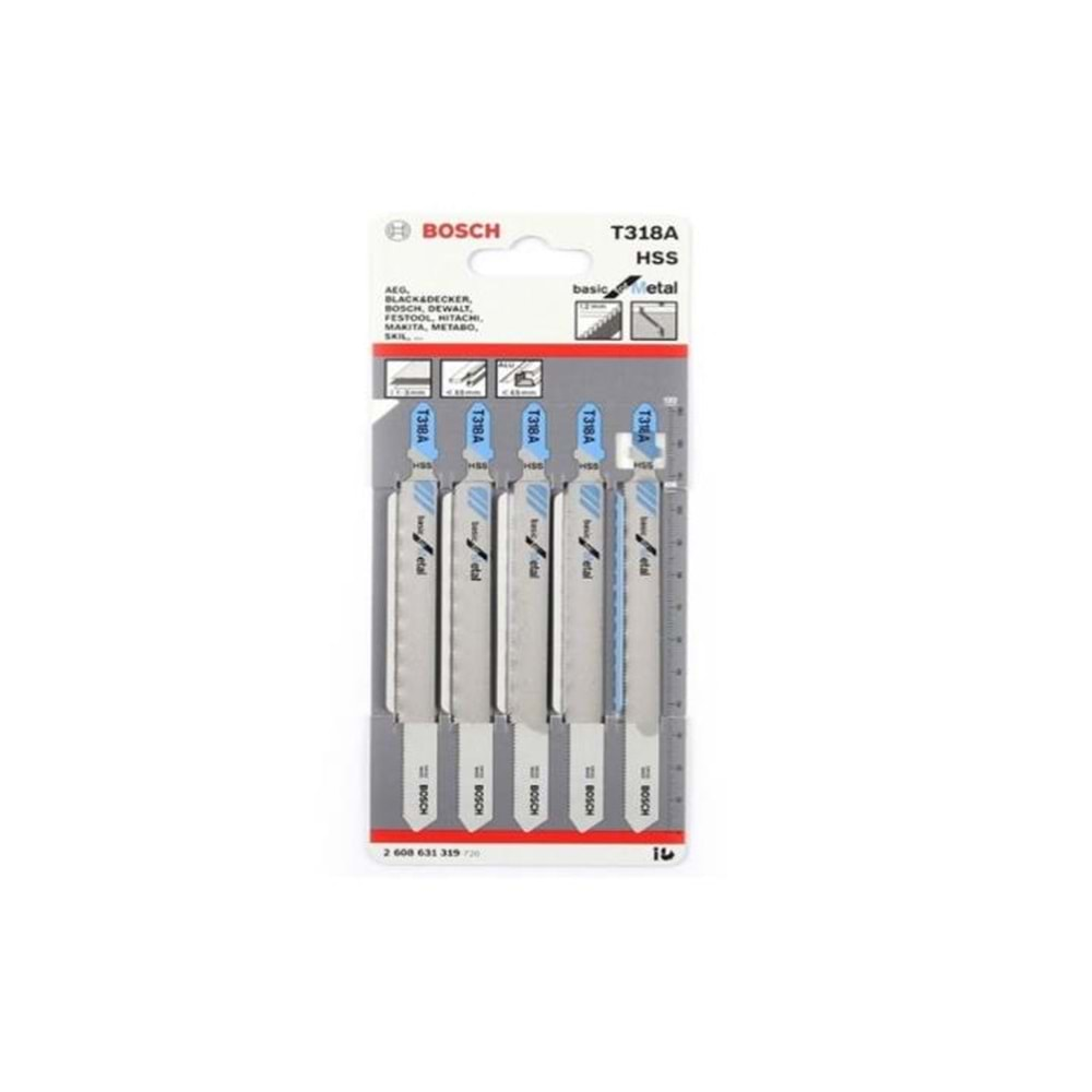 Bosch T 318 A Metal Dekupaj Testere Bıçağı 5'Li Paket-2608631319