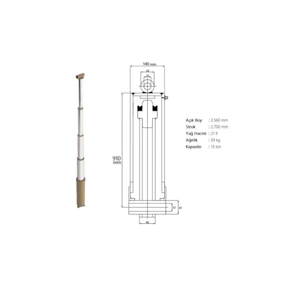 90 CM 4 KD GENİŞ KOVAN PİSTON